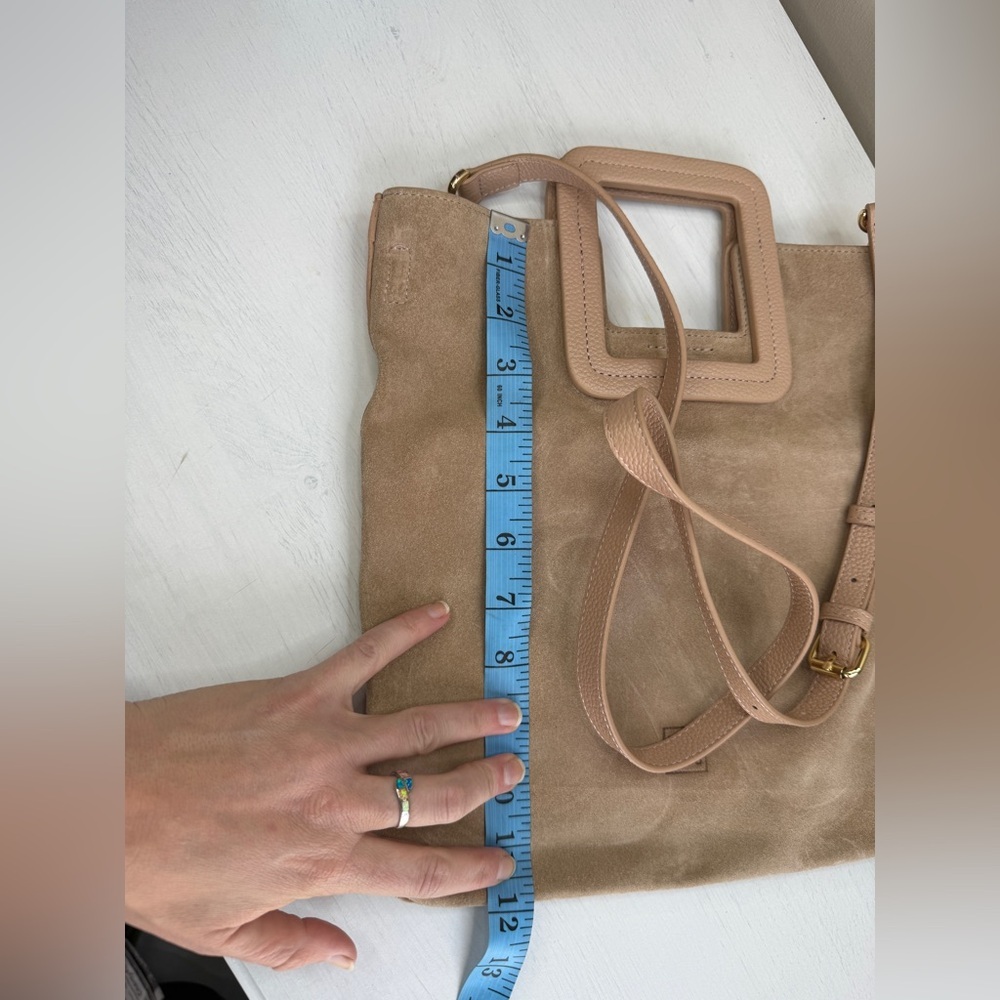 TMRW STUDIO Blush Milo Fold Over Suede Bag Crossbody Top Handle Anthropologie - Picture 14 of 15